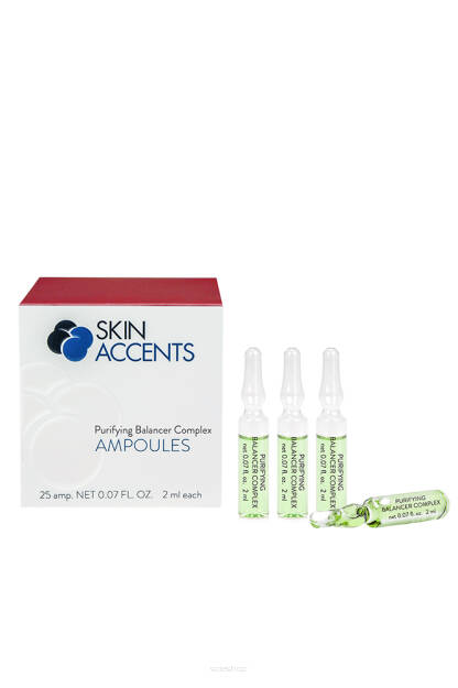 PURIFYING COMPLEX- AMPUŁKI OCZYSZCZAJĄCE 25SZ. X 2ML Pielęgnacja regulująca pracę gruczołów łojowych zamknięta w wygodnych ampułkach